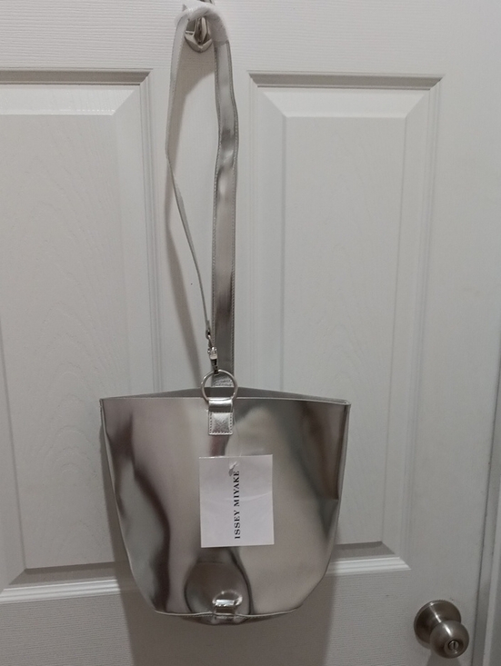 Issey Miyake Handbags - Issey Miyake Silver Metallic Tote with Removable Strap